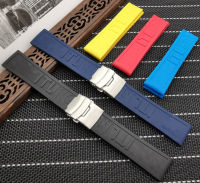 Silicone Rubber Watch band 22mm 24mm Black Yellow Red Blue Watchband Bracelet For navitimeravengerBreitling strap toos