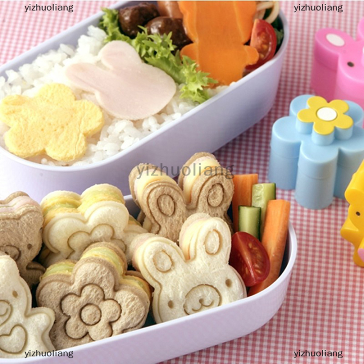 yizhuoliang-3-pcs-sandwich-crust-cutter-คุกกี้ขนมปังแม่พิมพ์-bento-maker-กระต่ายหมีแพนด้าดอกไม้