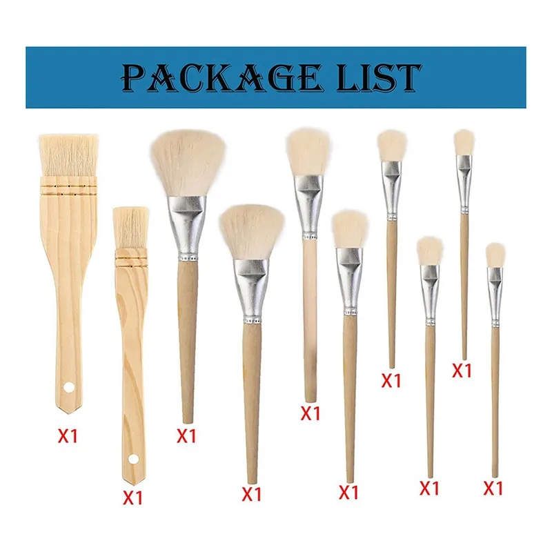 6 Pcs Wooden Stencil Brushes Painting Bristle Brushes For Acrylic  Watercolor Art Painting Project