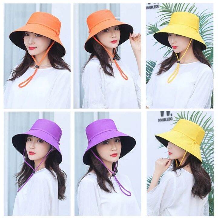 hot-summer-foldable-bucket-hat-unisex-women-outdoor-sunscreen-cotton-fishing-hunting-cap-double-side-sun-prevent-hats-bucket-hat