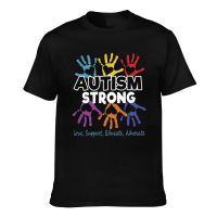 Hot Sale MenS Tshirts Autism Awareness Mom Dad Kid Autism Strong Hand Printed New Arrival MenS Appreal