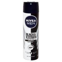 นีเวีย เมน แบล็ค แอนด์ ไวท์ อินวิซิเบิ้ล สเปรย์เหงื่อและระงับกาย 150มล./Nivea Men Black and White Invisible Sweat and Body Spray 150 ml.