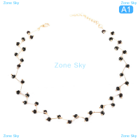 Zone Sky สร้อยติดคอประดับมุกสีดำแบบสั้นประดับลูกปัดสไตล์เกาหลีสำหรับผู้หญิงสร้อยคอแฟชั่นเครื่องประดับของขวัญ