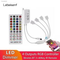 ℡○ 1-4 Output Bluetooth RGB Colorful LED Dimmer Controller Music Timing Mode with 40 Keys IR Remote Control for 5050 2835 Light Bar