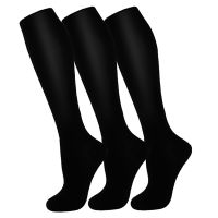 3 Pairs Knee High Compression Stocking for Running Nurse Shin Splint Flight Travel Improve Circulation Reduce Swelling &amp; Pain