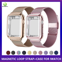 สายแบบมีหัวเข็มขัดโลหะสแตนเลส2-In-1เซ็ต + เคสสำหรับ I Watch Series Ultra 49มม. 8 7 6 SE 5 4 44มม. 40มม. 45มม. 41มม. 42มม. 38มม.