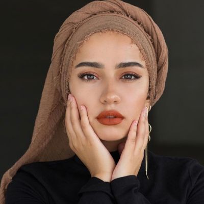 【CW】 Muslim Crinkle 70x175Cm Hijab Scarf Soft Cotton Headscarf Musulman As Wedding