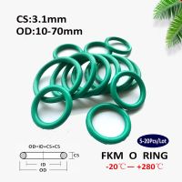 5 20Pcs CS 3.1mm OD 10 70mm Green FKM Fluorine Rubber O Ring Sealing Gasket Insulation Oil High Temperature Resistance