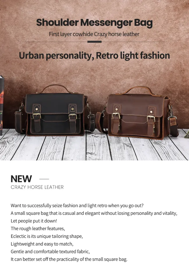 JOYIR Genuine Leather Men's Shoulder Bag Small Messenger Bags Fashion  Crossbody Travel Bag Man Purse Handbag for Work Business