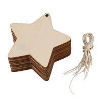 40 x Wooden Star Shapes, Plain Wood Craft Tags with Hole (10cm)