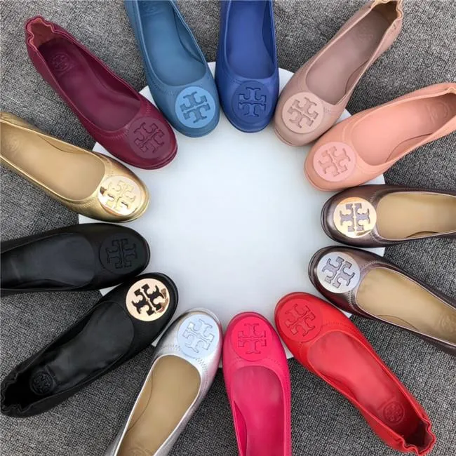 Flat shoes comfortable single TB shoes foreign trade shoes leather suede  shoes mother cone drive for women's shoes Tory burch | Lazada PH