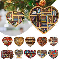 Literary-inspired Hanging Ornament Unique Christmas Gift Book Lovers Hanging Ornament Acrylic Bookshelf Pendant Heart-shaped Hanging Decoration