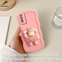 Jiefie เคสโทรศัพท์แกะน่ารักสำหรับ VIVO Y20 / Y20S / Y20A / Y20i / Y30 / Y50 / Y30i / Y12S / Y12A / Y15S / Y15A / Y12 / Y15 / Y17 / Y19 ความคิดริเริ่มขอบคลื่นแฟชั่นเคสโทรศัพท์ TPU แบบนิ่ม