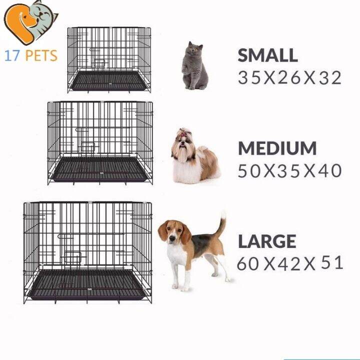 S M L Dog Cage with Poop Heavy Duty Pet Collapsible Foldable 30CM/50CM