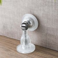 Door Suction Hole-free Household Magnetic Suction Silicone Anti-collision Backrest Bathroom Glass Door Touch Door Stopper Holder Decorative Door Stops