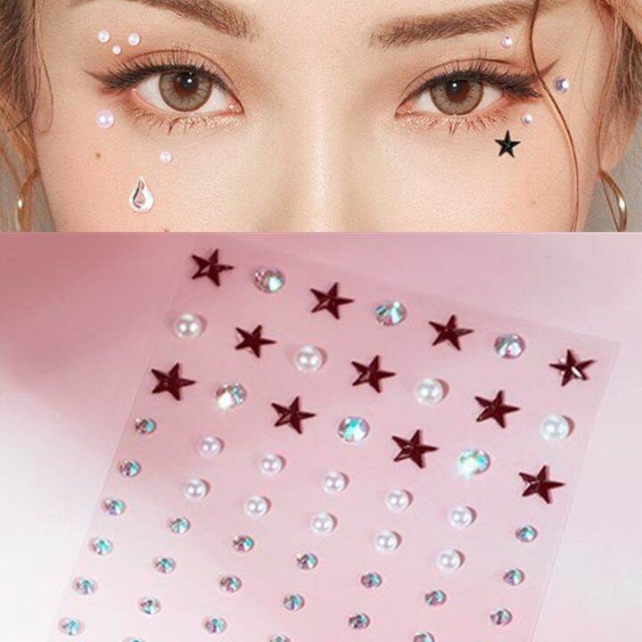 hot-dt-makeup-eyes-face-music-starfish-rhinestone-eyeshadow-sticker-new