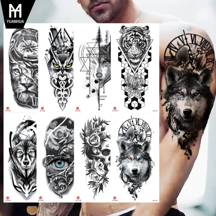 Lasts to 15 Days】3D Tattoo paste Large Arm Sleeve Tattoo Sticker Lion Crown  waterproof long lasting Magic tattoo Temporary Tattoo Rose Flower Tattoo |  Lazada PH