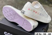 Convers รองเท้าผ้าใบผู้ชาย รองเท้าผ้าใบผู้หญิง รองเท้าคอนเวิร์ส รุ่น งานปักลายดอกไม้