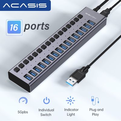 ฮับ USB Acasis ฮับ5Gbps ฮับ USB ตัวแยก3.0พร้อมอุปกรณ์เสริมแล็ปท็อปแมคบุ๊กโปรอะแดปเตอร์สำหรับแล็ปท็อป