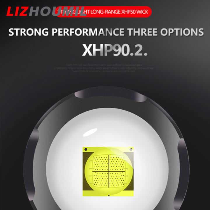 lizhoumil-ไฟฉาย-xhp90-2-led-หัวคู่ชาร์จได้กันน้ำสีสดใสมากไฟสปอตไลท์สำหรับทำงานไฟฉายแบบปรับขยายได้