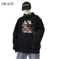 COD  ♠OKADY เสื้อฮูด สําหรับคู่รัก★แนะนําผู้จัดการร้านค้า★เสื้อกันหนาวลําลอง มีฮู้ด แบบสวมหัว ทรงหลวม อินเทรนด์ฤดูใบไม้ร่วง สไตล์ญี่ปุ่น สําหรับผู้ชาย♚