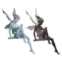 Tudor และ Turek เรซิ่นนั่ง Fairy รูปปั้นสวนตกแต่ง Porch Figurine Angel ประติมากรรมสำหรับ Yard Home Garden ตกแต่ง