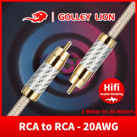 GOLLEY LION HiFi RCA ถึง RCA ตัวผู้ไปยังตัวผู้สายโคแอกเซียลสายสัญญาณเสียงสเตอริโอสำหรับ TV Amp Home