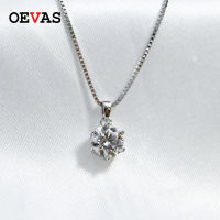 OEVAS 1 Carat Real Moissanite Pendant Necklace For Women Top Quality 100 925 Sterling Silver Wedding Party Bridal Fine Jewelry