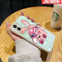 เคส JIUMOO สำหรับ Vivo Y55s เคส5G Y72T 5G ลายการ์ตูนน่ารักสีชมพูสติทช์แท้ซิลิโคนขอบสี่เหลี่ยมกันกระแทกเคสนิ่มฝาปิดเลนส์เต็มเคสกันกระแทกกล้อง