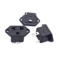 2PCS US Panel Mount Outlet Power Connector Industrial Female Socket AC Electrical Embedded Panel Receptacle Socket Black 10A 250V