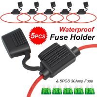 5 Pcs 12v 30a Standard Medium Fuse Holder With Line Insert Insurance Car Insurance Seat 1015 12awg Line Accessories Wholesale