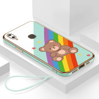 redmi 7 เคส กรอบสีทองชุบด้วยไฟฟ้า รวมทุกอย่าง ฝาหลัง วัสดุ TPU ป้องกันการหล่น ป้องกันการชนกัน กันน้ำ สายรัดข้อมือการ์ตูนน่ารัก เคสโทรศัพท์มือถือ