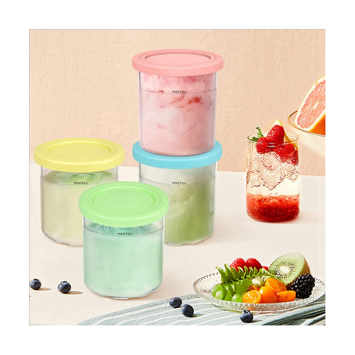 Containers Replacement for Ninja Creami Pints and Lids - 4 Pack, Extra  Sets,16oz Cup Compatible with NC301 NC300 NC299AMZ Series Ice Cream Maker,  BPA