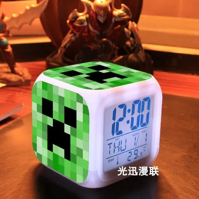 Minecraft my world game animation peripheral luminous silent alarm clock MC  student children's bedside clock | Lazada PH