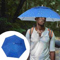 【CW】 1 Pc 95cm Foldable Outdoor Hands-free Umbrella Sun Rain Shading Double Layer Fishing Travel Hiking Beach Umbrella