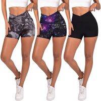 Amazon hot style of tall waist three ladies cross waist yoga gym shorts to mention three points leggings cycling