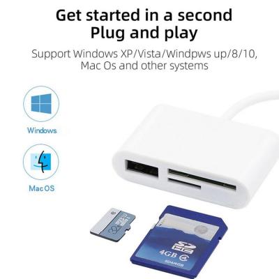 Memory Card Adapter 3 in 1 USB C USB 3.0 Dual Connector Adapter Portable Type C Card Reader Simultaneously Read Ms Cf Tf Cards Supports Mmc/Rs-Mmc/Uhs-I/Ms Duo/Ms Pro Duo/Cf typical