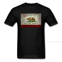 Vintage Tees California Republic T-Shirt State Flag T Shirt Men Black Tshirt Bear Summer/Autumn Top Clothes 100% Cotton