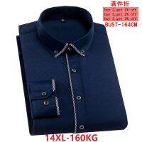 9XL ผู้ชายแขนยาว Lapel Stripe Single Breasted 11XL 12XL 13XL ถึง160กก. ธุรกิจ Casual Blue เสื้ออย่างเป็นทางการ