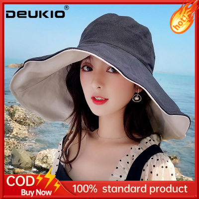 DEUKIO หมวกกันแดดขนาดใหญ่สำหรับผู้หญิง,หมวกป้องกันแสงแดดแสงยูวีอเนกประสงค์หมวกชาวประมงกันแดดฤดูร้อนสำหรับผู้หญิงหมวกปีกกว้าง