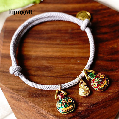 Lijing เชือกเสน่ห์สร้อยข้อมือโกลเด้นกลืนสัตว์สร้อยข้อมือทองโบราณคั่วมือสตริงกำไลข้อมือเครื่องประดับ