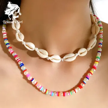 Masiter Boho Rainbow Beaded Necklace Layered Beads Choker Colorful Flower  Chain Beach Travel Hawaiian Costume Jewelry for Women and Girls :  Amazon.in: Jewellery