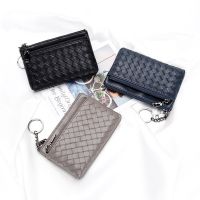 2023 New★ New style leather short coin purse ladies sheepskin woven small money bag cross-border zipper certificate loose wallet coin bag