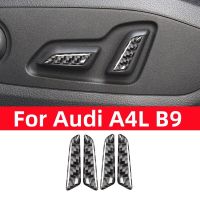 For Audi A4L A4 B9 2017-2020 Accessories Car Seat Adjust Button Cover Decoration Stickers Carbon Fiber Multimedia Trim Interior