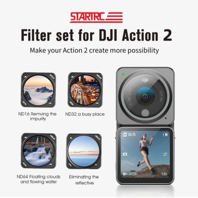 STARTRC Filter 4 PCS Filters DJI Action 2 ND Filters Kit CPL ND16 ND32 ND64 HD Optical Glass Camera Lens Filter for DJI Osmo Action 2