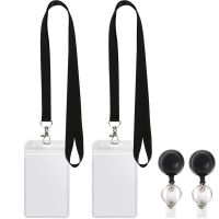 【CW】 Retractable Card Clip Neck Name Holder Badge Reel Lanyard Set ID Office Supplies