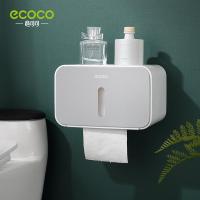 Ecoco ห้องน้ำกล่องทิชชู่ห้องน้ำกระดาษชำระชั้นวางของกล่องกระดาษห้องน้ำไม่ต้องเจาะรูกันน้ำม้วนกระดาษความคิดสร้างสรรค์กล่องทิชชู่