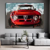 บทคัดย่อ Retro Alfaholics GTA-R 290 กีฬารถพิมพ์โปสเตอร์ Alfa Romeo Racing Graffiti ภาพวาดผ้าใบ Club Wall Art Room Decor