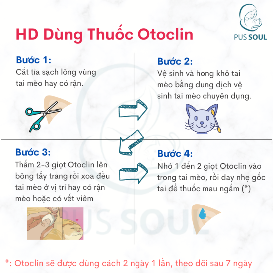 Bộ đôi trị rận tai mèo 7 ngày - thuốc nhỏ rận tai otoclin - ảnh sản phẩm 6