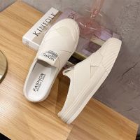 "Fashion summer" lazy people no heel Baotou half slippers women 2022 new summer wear Joker flat bottom one pedal small white shoes